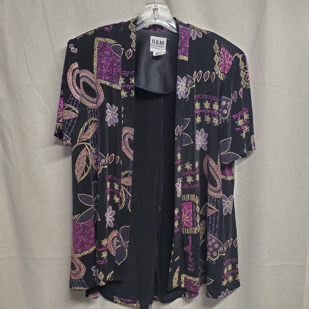R&M Richards Black and Purple Women's Cardigan